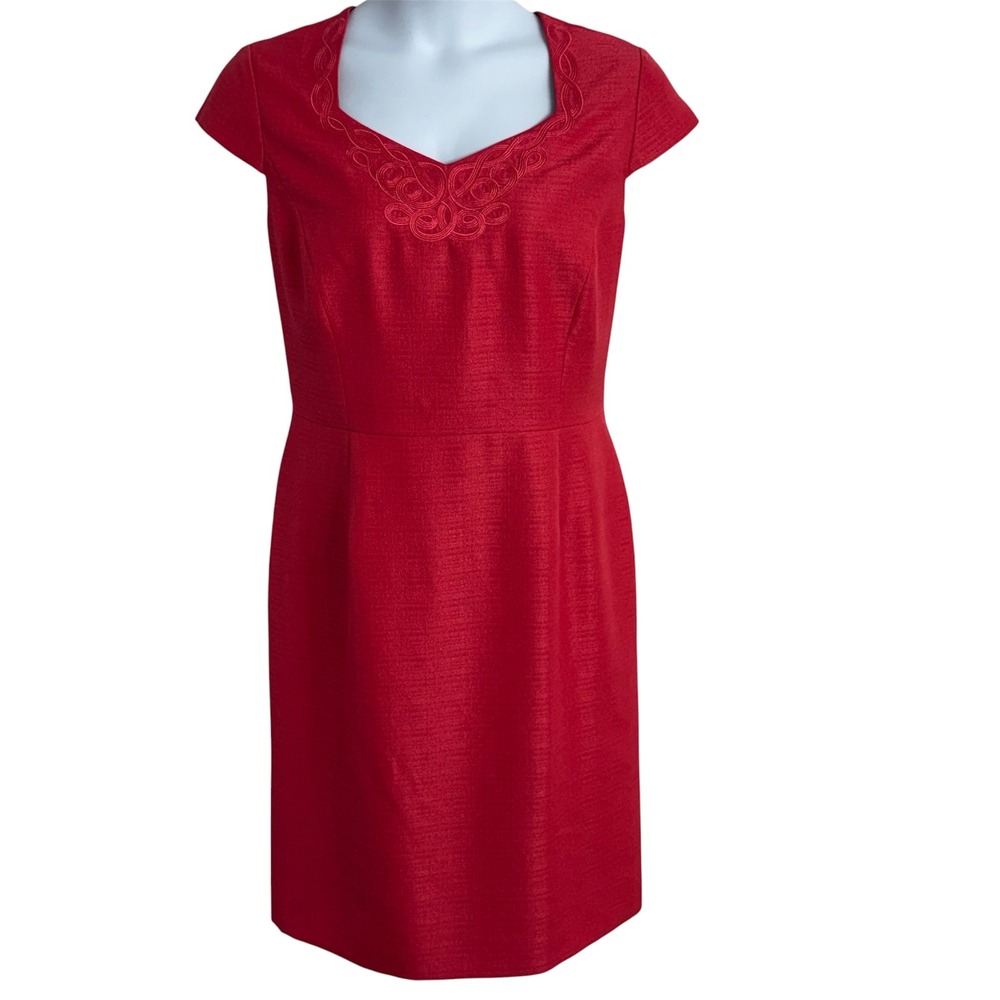 Preston & York Women's Cap-Sleeve Midi Length Sheath Dress
